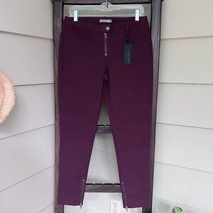 NWT Carmar Burgundy Jeans Womens Size 12 High Rise Exposed Zipper Pants Purple